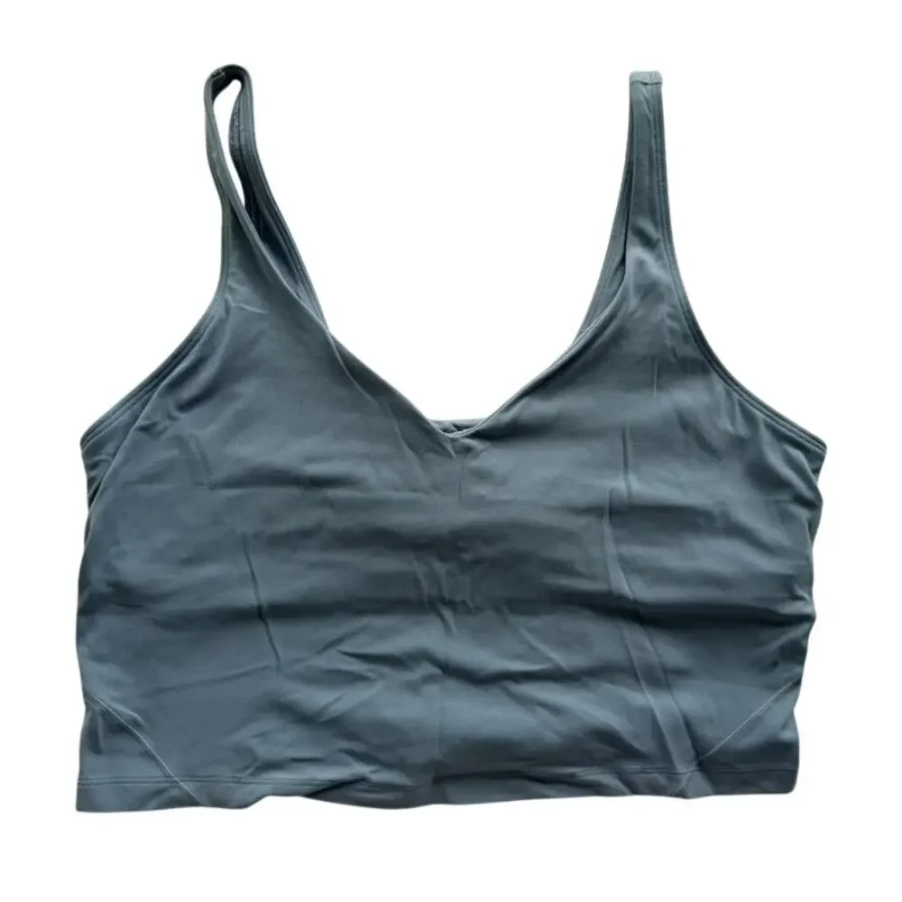 Lululemon Align Tank Chambray Light Blue Size 14 Nulu Scoop Neck Bra Crop Top